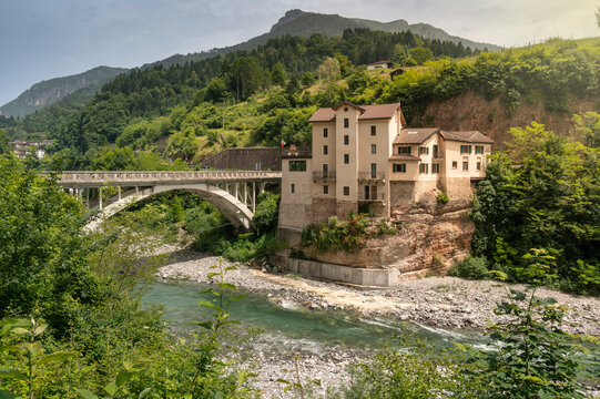 Lamon village in the italian alps