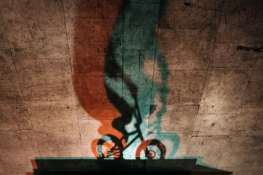 Shadow of a BMX Rider on a Wall
