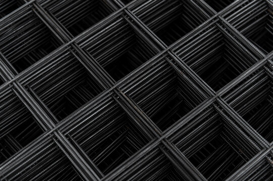 Close-Up of Welded Steel Rebar Grids