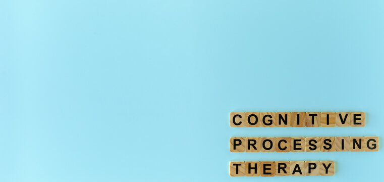 Cognitive Processing Therapy (CPT): highly effective, 12-session manualized therapy designed to treat PTSD. Banner with space for additional concept.