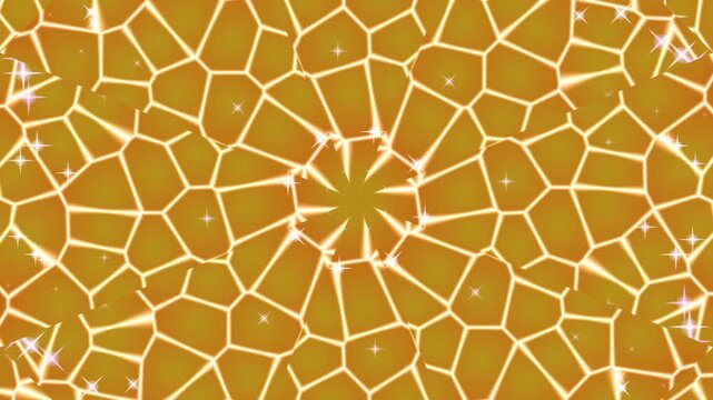 Golden abstract background with cracked pattern and geometric shapes.