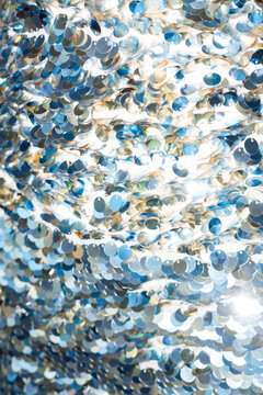 Shimmering Blue and Silver Sequins Texture