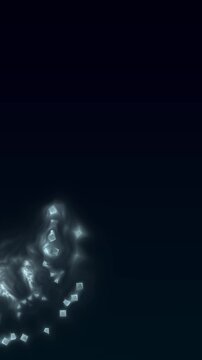 Abstract particle explosion on dark background, a dynamic visual effect.