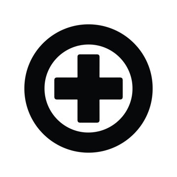 Medical Alert Button Silhouette Icon Emergency Help Cross Vector Symbol