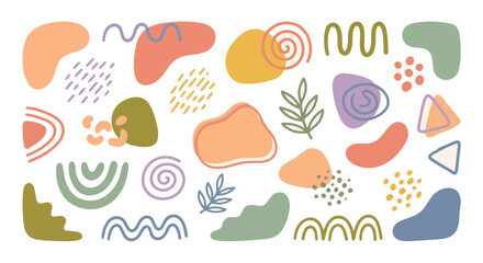Naklejka premium Boho abstract symbols and organic shapes set