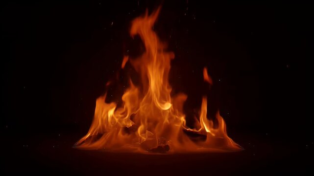 Fiery Flames Burning Bright in Dark Environment