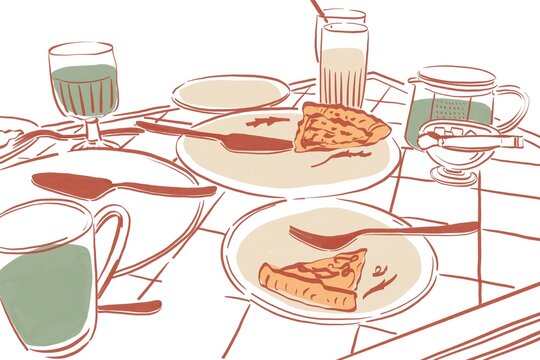 Casual Lunch at a Caf&eacute; Table