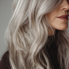 Naklejka premium Natural white or silver hair