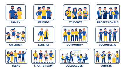 Fototapeta premium people icons, people icon set, human icons, avatar icons, user icons, group icons, team icons, teamwork icons, community icons, family icons, person icons, character icons, social icons, crowd icons, 