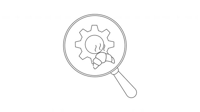 Magnifying Glass Gear Icon Search Concept Animation.