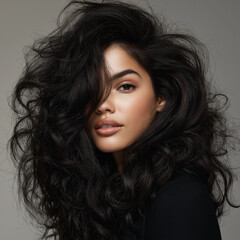 Naklejka premium woman with long brunette hair
