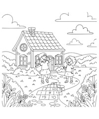 Obraz premium Kids activity coloring page for kids and adults