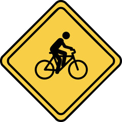 Fototapeta premium Bicycle Warning Sign Ahead for Cyclists Traffic Symbol