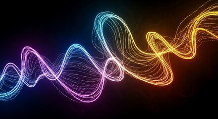 Fototapeta premium Vibrant Neon Waves on Dark Background.