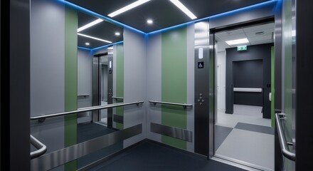 Modern Elevator Interior Design With Stylish Colors, Accessibility And Sleek Illumination