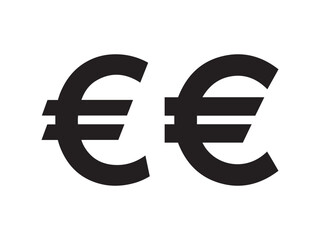 Obraz premium Two black euro symbols side by side on white background currency money finance