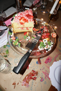 Leftover Colorful Decorated Cake at a Party