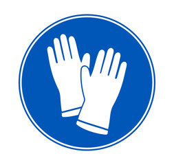 Obraz premium Surgical gloves mandatory sign icon. Medical glove PPE symbol for hospital hygiene, sterilization and infection control compliance in clinic and laboratory design