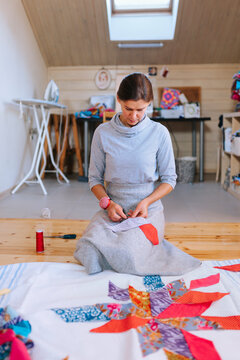 Crafting Vibrant Quilts in a Cozy Sewing Studio