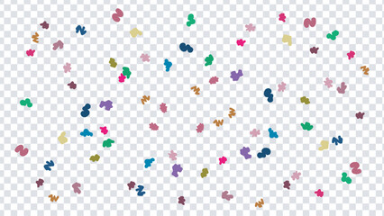 Fototapeta premium Colorful confetti scattered across a transparent background in a festive display Vector illustration