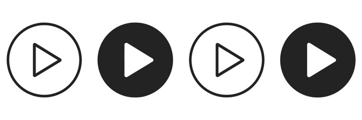 Play, buttons icons set featuring video and audio player symbols, vector illustration, isolated on white background, modern flat design, multimedia interface, clean play button vector