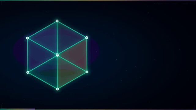 Geometric Cube with Mathematical Formulas for Volume and Space Diagonal Calculations, Animated 3D Visualization with Glowing Lines and Text, symbolizing mathematical education and geometric analysis