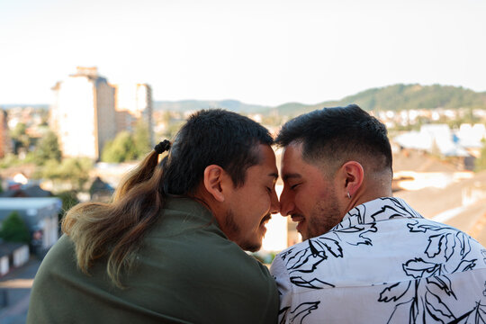 Intimate Moment Between Gay Couple at Home