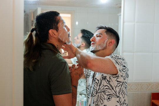 Partner Applying Face Mask During Skincare