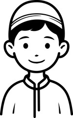 Obraz premium Smiling boy wearing traditional Muslim cap and kurta