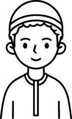 Obraz premium Smiling boy wearing traditional Muslim cap and kurta