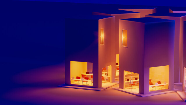 Coworking office spaces with modern design and interior layout