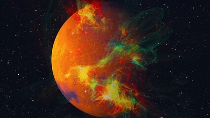 planet Mars with nebula © turbomotion046