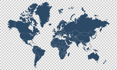 World Map Outline with Country Borders © Pocketload of Design