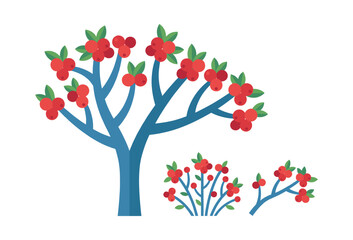 Illustration of a vibrant lingonberry plant featuring bright red berries and green leaves, ideal for nature and fruit-inspired projects