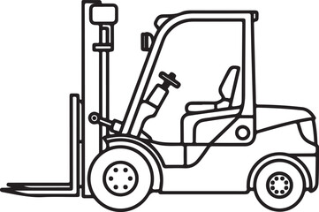 Naklejka premium Forklift Line Art Icon. Industrial Warehouse Vehicle Outline