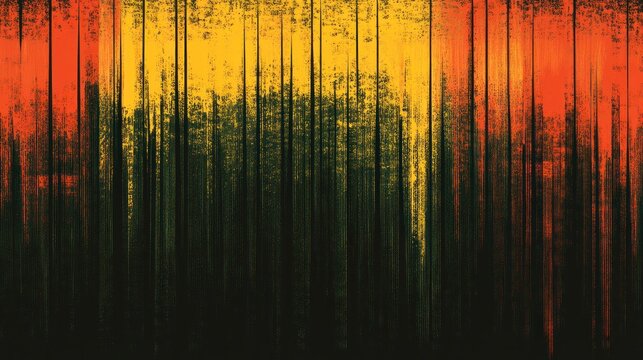Abstract Rasta Colors Vertical Lines Pattern with Grunge Texture Effect