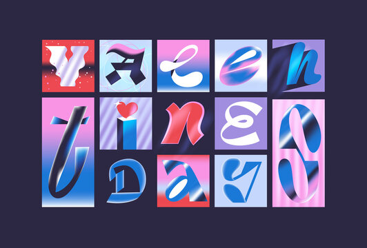 Happy Valentines Day collage letter grid