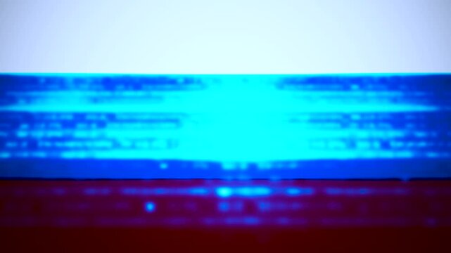 Ominous Russian Flag with Overlaid Computer Data