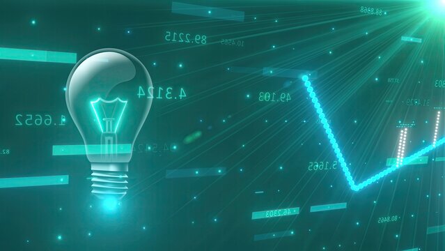 Stock market chart with light bulb