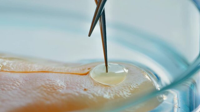 Exploring the process of fermentation in a lab setting with a close-up on a sample