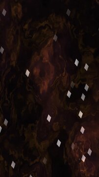Abstract Dark Background with Shimmering Diamond and Square Shapes, Dynamic Light Reflections, and Bokeh Effects.