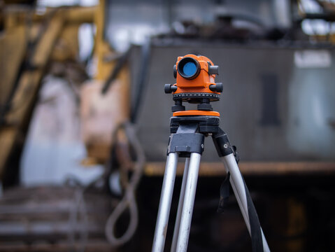 Surveying Level at Construction Site