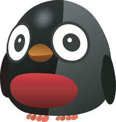 Obraz premium A cute cartoon penguin with big eyes and a red beak standing on a flat surface Vector illustration