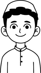 Obraz premium Smiling boy wearing traditional Muslim cap and kurta