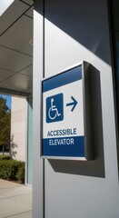 Sign Indicating Accessible Elevator for People with Disabilities in Modern Building Environment