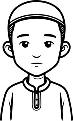 Obraz premium Smiling boy wearing traditional Muslim cap and kurta