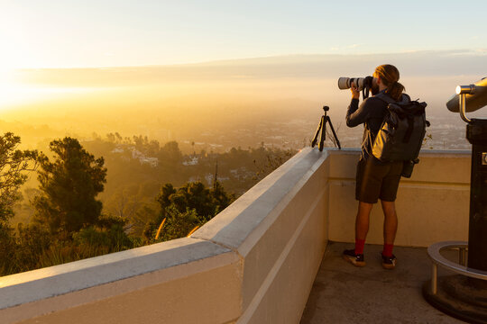 Handsome camera focus photographer portrait view 