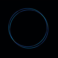 Fototapeta premium Frozen Glowing Blue 3d Neon Circular Light Frame Background, Futuristic abstract circle frame, cyber technology interfaces, science fiction portals, and cold energy effects.