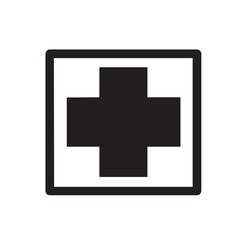 Obraz premium Medical cross symbol in a square frame illustrated in a simple graphic style