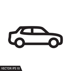 Simple black car illustration on a clean white background viewed from the side